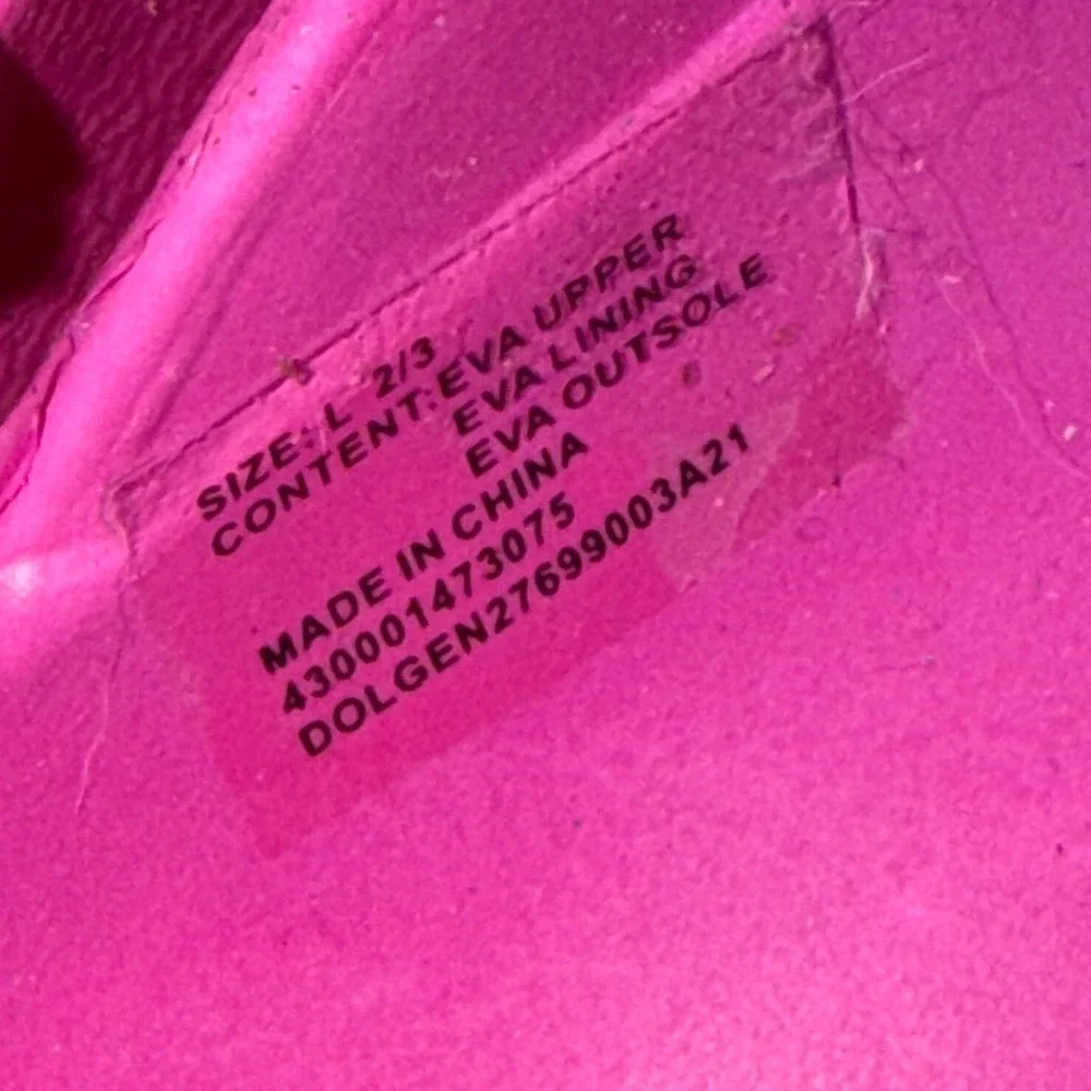 Bobbie Brooks Girls Pink EVA Double Buckle Slide Sandals Size L 2/3 New